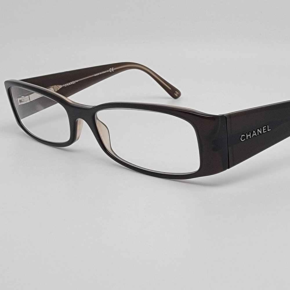 Chanel 3102 c. 885 Brown on Crystal Eyeglasses Frame w Flexhinge Italy 52-16-135